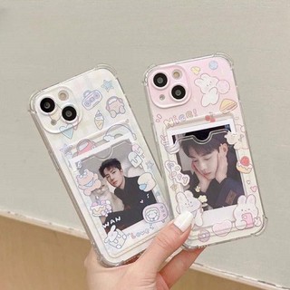 Ốp Lưng Điện Thoại Samsung Galaxy A22 A23 A42 A12 A13 A04 A04E A05 A02 A10 A10S A05S A02S A21S A03 Core cover Gấu Thỏ Hoa Thẻ Khe Cắm Túi Silicon Mềm