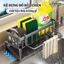 Kệ để đồ rửa chén bát GADI, Giá đựng đồ rửa bát chất liệu thép không gỉ tích hợp giá treo khăn tiện lợi