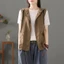 Văn học mới Retro dáng rộng thoải mái Vải lanh Cotton có mũ trùm đầu đa năng Áo Vest không tay