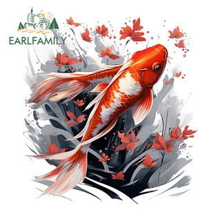 EARLFAMILY 13cm Cá Nhật Bản Có Sóng Xe Miếng Dán Chống Trầy Xước Tủ Lạnh Ván Trượt Xe Máy Chống Nắng JDM Decal Cá Tính Hàng Ô Tô