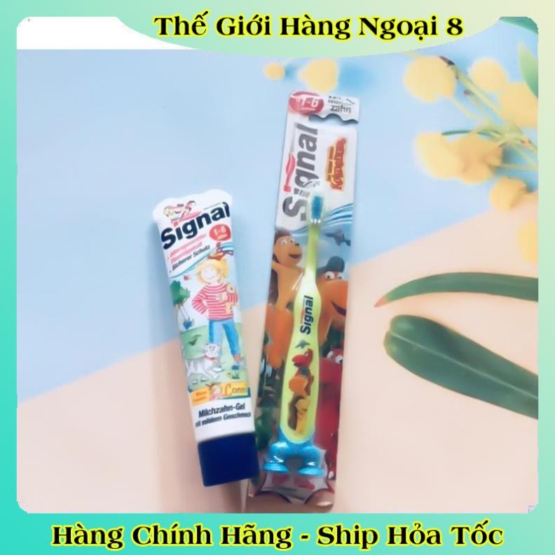 [auth] Kem đánh răng Signal Đức kem đánh răng trẻ em cho bé từ 0-6 tuổi và 6+ nuốt được - Đủ Bill [Hot]