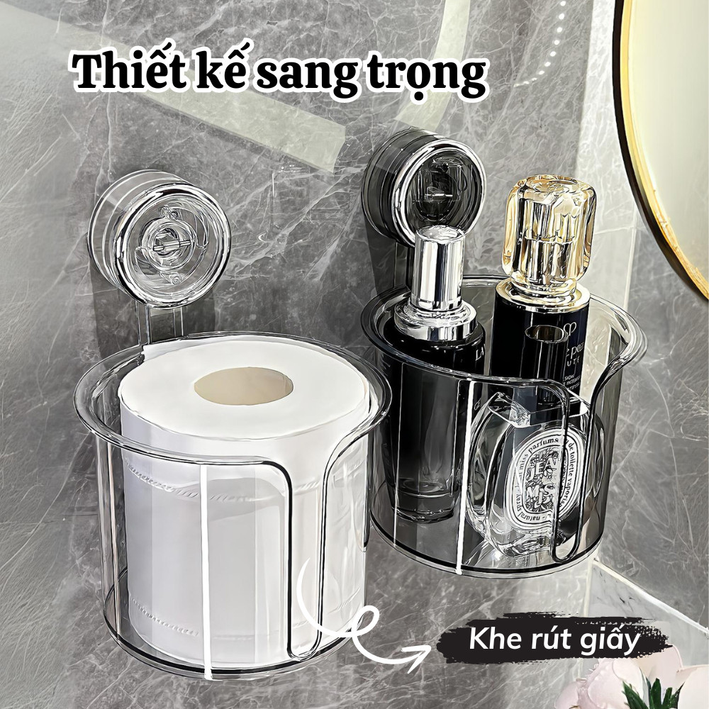 Hộp Đựng Giấy Vệ Sinh Trong Suốt Hút Chân không có khe rút giấy, Hộp đựng khăn giấy phòng tắm