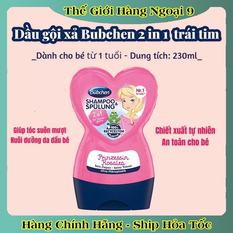 auth] [ Nội địa Đức Đủ Bill] Dầu gội xả Bubchen 2in1 hình trái tim cho bé từ 1 tuổi chai 230ml của Đức