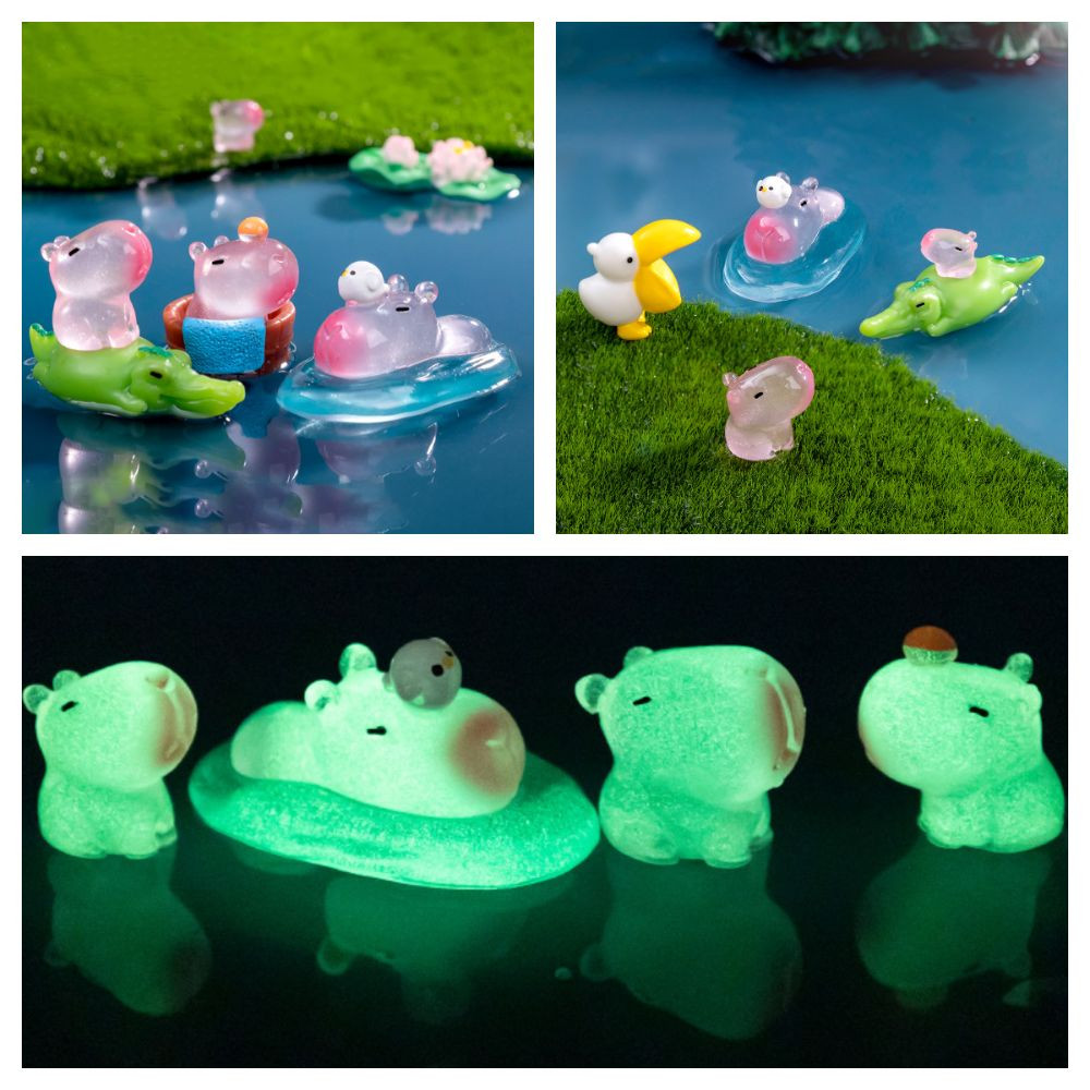 PWSEND Bức tượng Capybara thu nhỏ, Nhựa trang trí ô tô Tượng Capybara phát sáng, Phong cảnh vi mô dễ thương Phụ kiện DIY Đồ chơi Động vật nhỏ Lễ hội tiệc