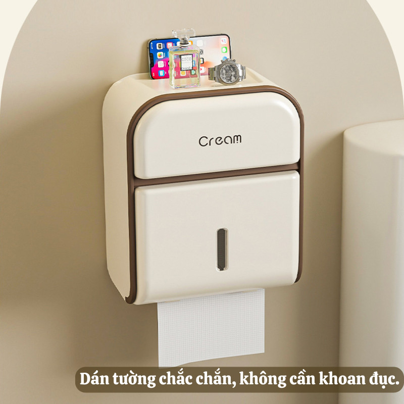 Hộp Giấy Vệ Sinh Treo Tường 2 Ngăn, hộp giấy vệ sinh đa năng chất liệu PP cao cấp chống nước