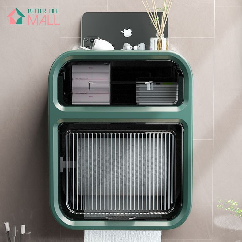 Hộp Đựng Giấy Vệ Sinh 2 Tầng Cao Cấp Hộp Đựng Giấy Hộp Giấy Vệ Sinh Có Kệ Để Điện Thoại(tặng kèm 1 miếng dán)