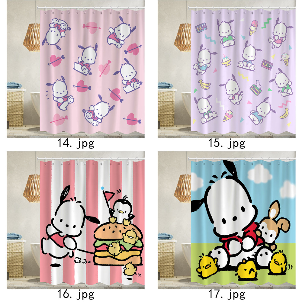Sanrio Pochacco Polyester Rèm tắm chống thấm nước Trang trí phòng tắm