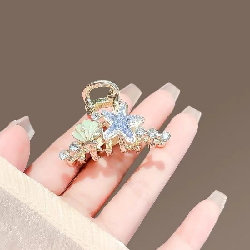 Mauropoli [Sẵn Sàng] Fantasy Ocean Shell Starfish Grab Clip Nữ Kẹp Tóc Nhỏ Đầu Sau Nửa Tóc Cá Mập Kẹp Mũ Đội Đầu Cao Cấp