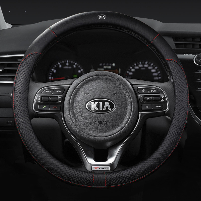 Hàng MỚI Bọc Vô Lăng Ô Tô Cho Xe Kia Cerato Forte Optima Picanto Sorento Sportage Seltos Stonic K2 K3 K4 K5 K9 KX3 KX5 KX7 Soluto 2022 Da Thấm Hút Mồ Hôi Phụ Kiện