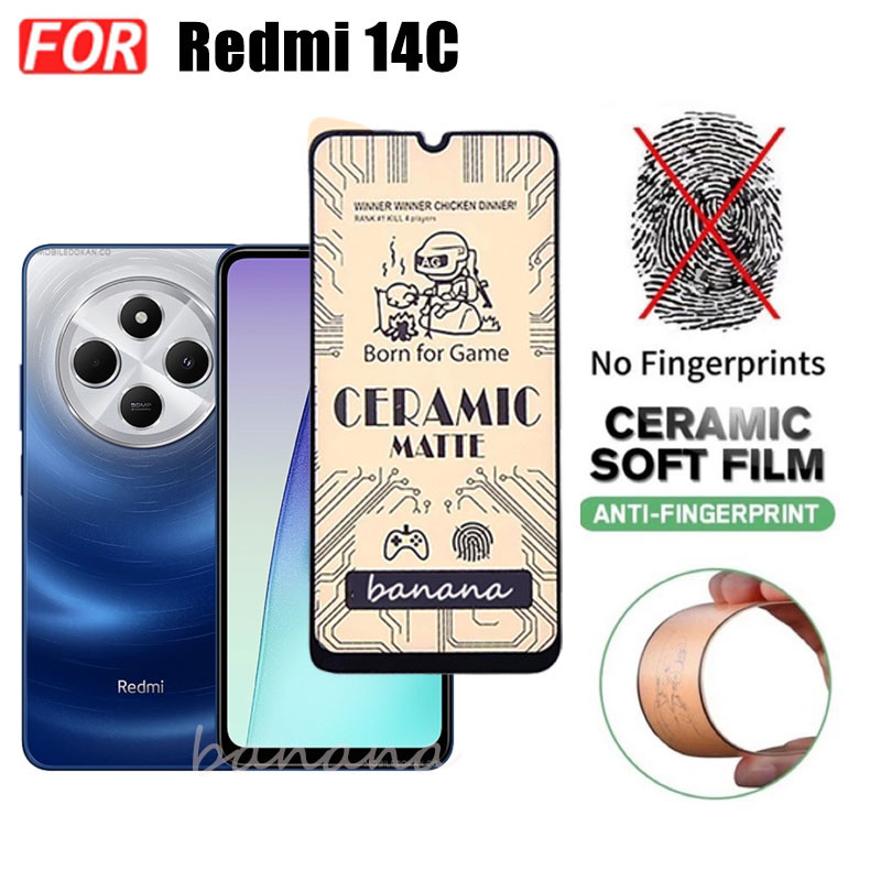 Ốp điện thoại chống sốc 3 trong 1 Redmi 14C 4G cho Redmi14C 14 C Phim mờ gốm + Phim ống kính máy ảnh