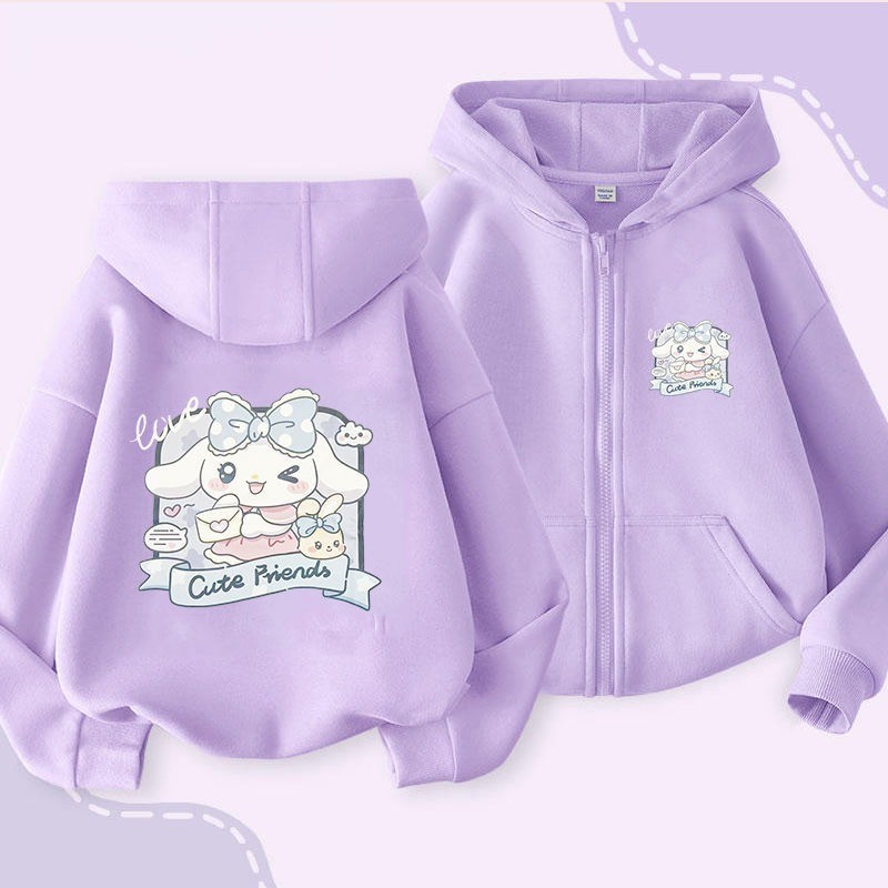 2024 Mới Cinnamoroll Bé Gái Áo Khoác Zip Up Áo Khoác Thời Trang Thu Đông Trẻ Em Áo Khoác Ngoài Bộ Sưu Tập
