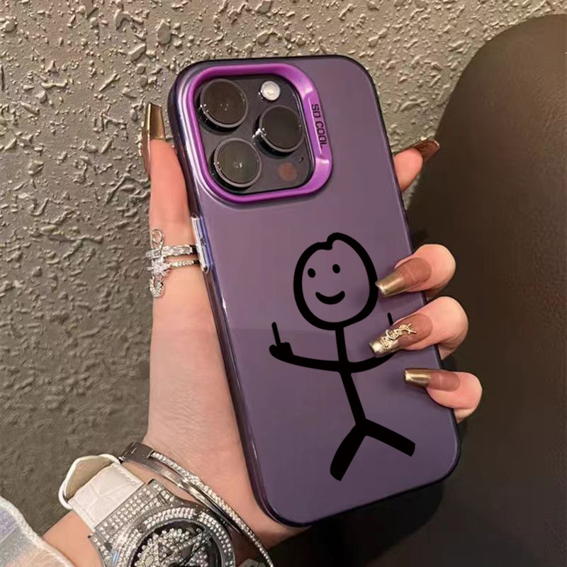 Ốp Lưng Cho iPhone 11 16 15 Pro Max 14 11 12 13 15 Pro 16e XR XS Max X 7 8 Plus SE2022 Phim Hoạt Hình Matchman Thiết Kế Sang Trọng IMD Kim Loại Cứng Chống Sốc