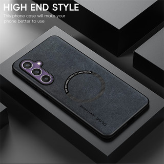 Ốp Sạc Không Dây Từ Tính Cho Samsung Galaxy S24 S23 S22 S21 FE S20 Note 20 Ultra 10 Plus Pu Da Viền Mềm TPU Cover
