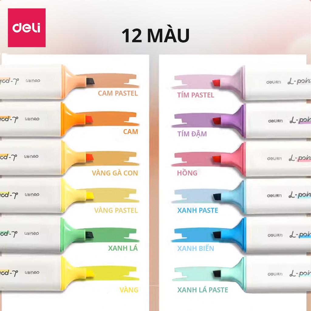 Bút Highlight Deli Nhiều Màu Pastel Đánh Dấu Dạ Quang Phù Hợp Cho Học ...