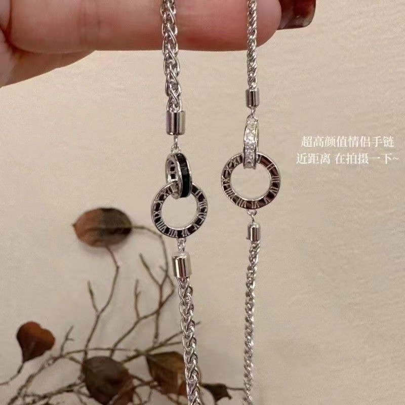 ☀Vòng tay cặp đôi tình nhân thời gian bạc s925 cặp đôi nam nữ trang sức vòng tay đôi kiểu mới sang trọng kiểu Pháp quà tặng tình yêu đường dài