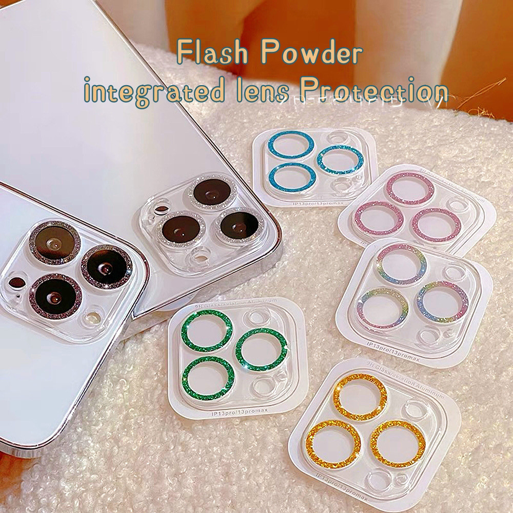 Kính bảo vệ ống kính máy ảnh sáng bóng lấp lánh cho iPhone 16 Pro Max 16Plus 15Pro 15 Pro Max 14 12 Pro Max 13 Pro Max 13 Mini 13 Pro11ProMax Bảo vệ