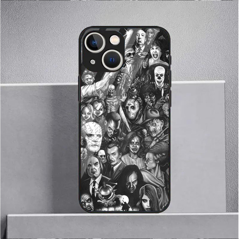 HALLOWEEN HORROR CHARACTERS Bộ sưu tập kính cường lực Vỏ điện thoại cho IPhone 15 14 13 12 11 Pro XS Max Plus Mini X XR 8 7 6s SE2 / 3 Cover