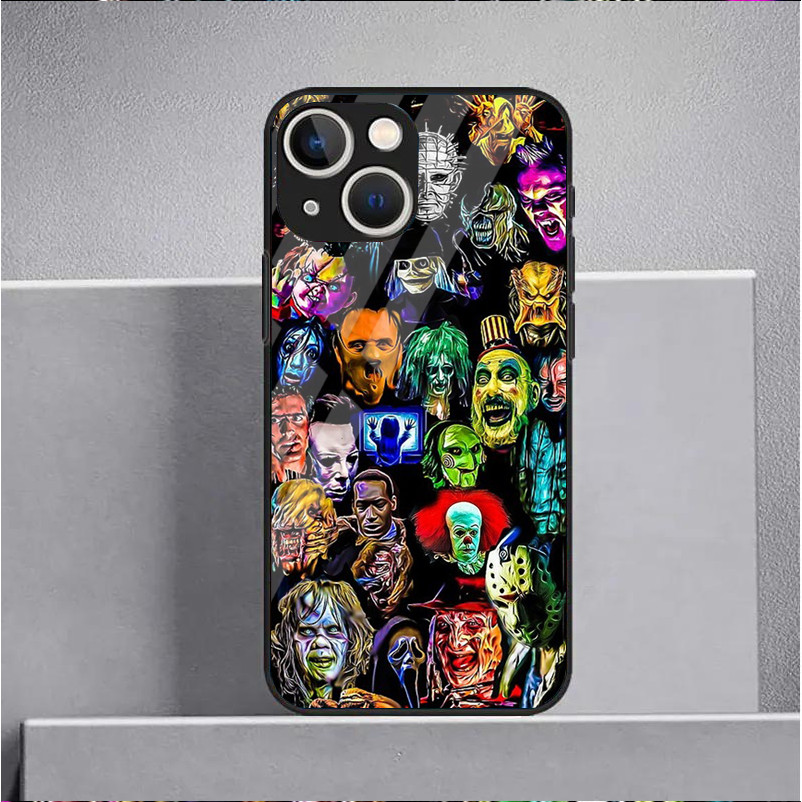 HALLOWEEN HORROR CHARACTERS Bộ sưu tập kính cường lực Vỏ điện thoại cho IPhone 15 14 13 12 11 Pro XS Max Plus Mini X XR 8 7 6s SE2 / 3 Cover