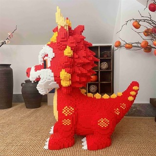 Bộ Mô Hình Đồ Chơi Lắp Ráp Xếp Hình 3D Cao Cấp Rồng Đỏ Kỳ Lân Chiều Dài Chiều Rộng 40cm