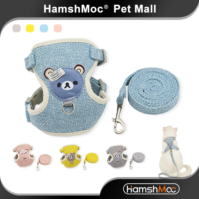 HamshMoc Thoáng Khí Chó Dây Và Dây Xích Bộ Có Thể Điều Chỉnh Mèo Con Chó Con Áo Vest Mềm Bền Dây Dẫn Cho Thú Cưng Nhỏ Vừa Du Lịch Đi Bộ