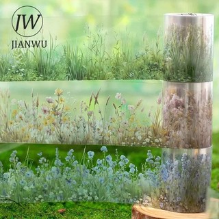 Jianwu 50mm * 200cm Xanh Ghi Chú Series Vintage Cây Hoa Cảnh Quan Chất Liệu Cắt Băng PET Sáng Tạo DIY Tạp Chí Văn Phòng Phẩm