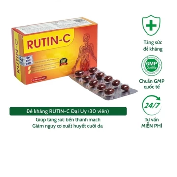 Viên Nang Mềm DAI UY Rutin C Hộp 30 Viên - Hỗ Trợ Tăng Sức Bền Thành Mạch,Giảm Chảy Máu Chân Răng