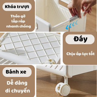 Giỏ đựng đồ bẩn bánh xe di động LUXHOME gấp gọn thông minh chất liệu nhựa PP chịu lực tốt