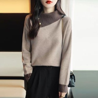 Mới Thu Đông Dệt Kim Áo Len Nữ Ve Áo Màu Sắc Phù Hợp Với Phiên Bản Hàn Quốc Rời Mỏng Top Phong Cách Lười Chui Đầu Đáy