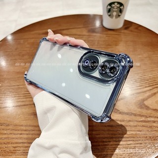Ốp Honor 90 5g Ốp chống sốc thạch mềm trong suốt với ống kính máy ảnh Ốp điện thoại bảo vệ túi khí dày cạnh mạ điện trong suốt sang trọng bpyf