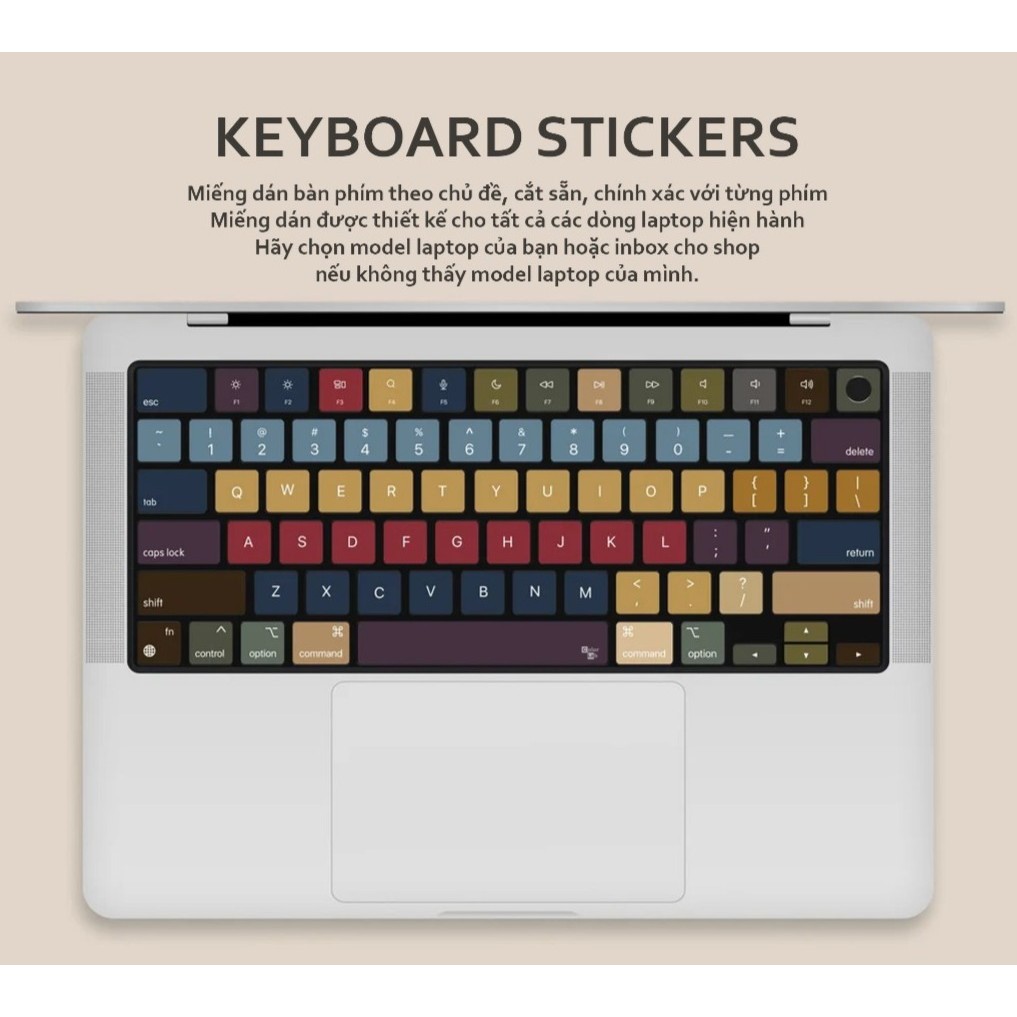 Miếng Dán Trang Trí Bàn Phím Laptop Macbook 10 - Bản Nhiều Màu Đơn Giản ...