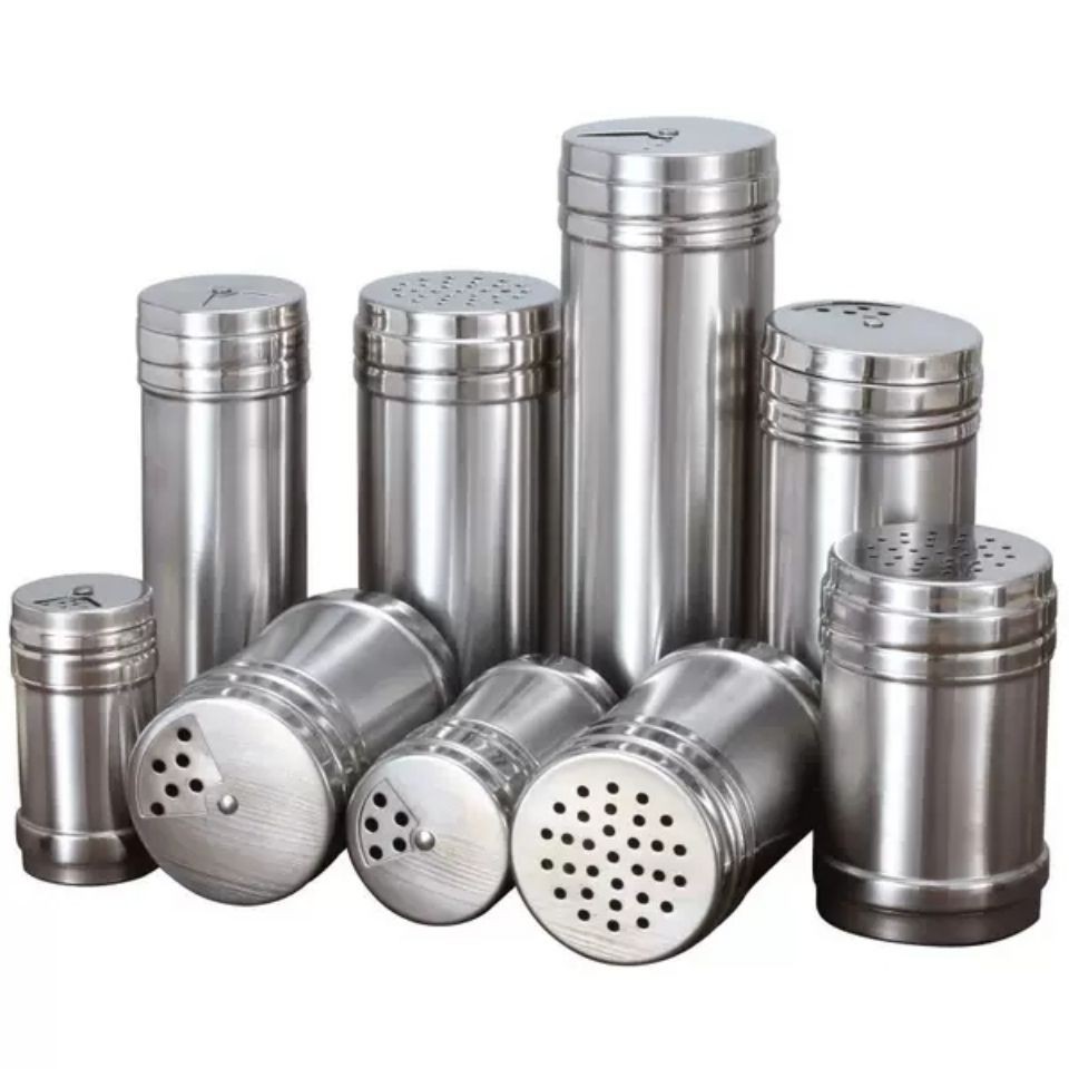 Hộp Gia Vị Muối Bình Lắc Thép Không Gỉ Thịt Nướng Gia Vị Lọ Tiêu Ớt Bột Gia Vị Rắc Chai Cumin Bếp Bình
