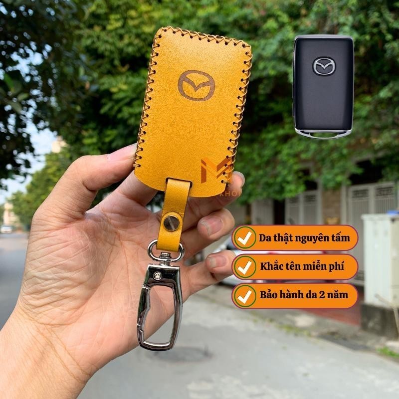 Bao da chìa khoá Mazda 3, Mazda CX3, CX30, CX8 2022, CX 3, CX 30 2020 2021( Mẫu chìa vuông) Handmade da thật nhập khẩu