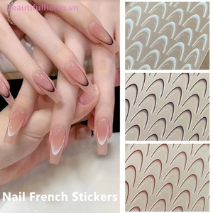 Đề can dán móng tay Gradient kiểu Pháp 3D Mẹo kiểu Pháp Làm móng tay nghệ thuật Gel Thanh trượt trang trí Phụ kiện [làm đẹp]