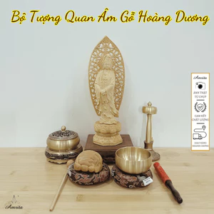 Bộ Tượng Quan Âm Gỗ Hoàng Dương - Amrita