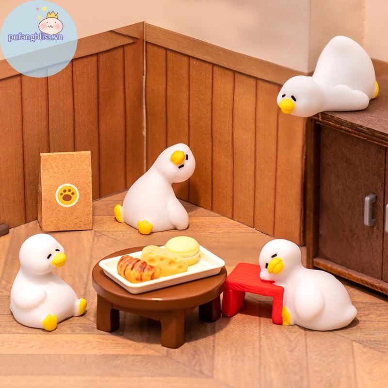 Pufangbliss Thu Nhỏ Các Bức Tượng Nhỏ Vịt Trắng Dễ Thương Động Vật Micro Phong Cảnh Đồ Trang Trí Để Bàn Làm Việc Nhà Phụ Kiện Làm Vườn VN