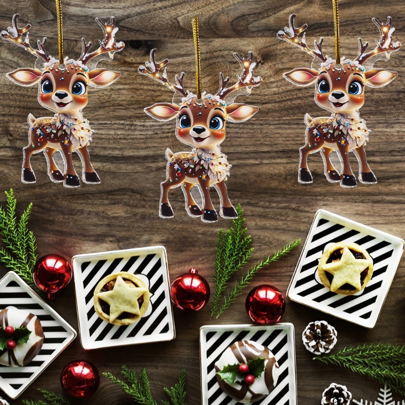 1-5 Cái Đồ trang trí treo cây Giáng sinh - Mặt dây chuyền ông già Noel nai sừng tấm Giáng sinh - Đồ dùng trang trí sân vườn dự tiệc tại nhà - Acrylic, Dễ thương, Hoạt hình, Đa phong cách
