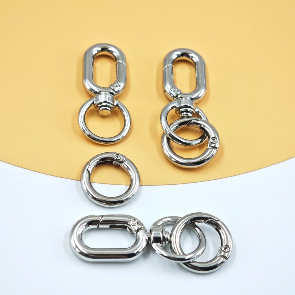 CPINCP Xoay Lò Xo Snap, DIY Keys Sang Trọng Mở Đôi Móc Khóa Xoay, Móc Kim Loại Hợp Thời Trang Móc Chìa Khóa Túi Phụ Kiện