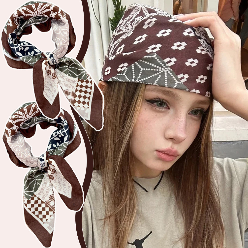 Bandana chắp vá đa năng, quấn đầu điều chỉnh được - Phụ kiện thời trang cho cổ và tóc - Khăn quàng cổ hip hop bền từ polyester