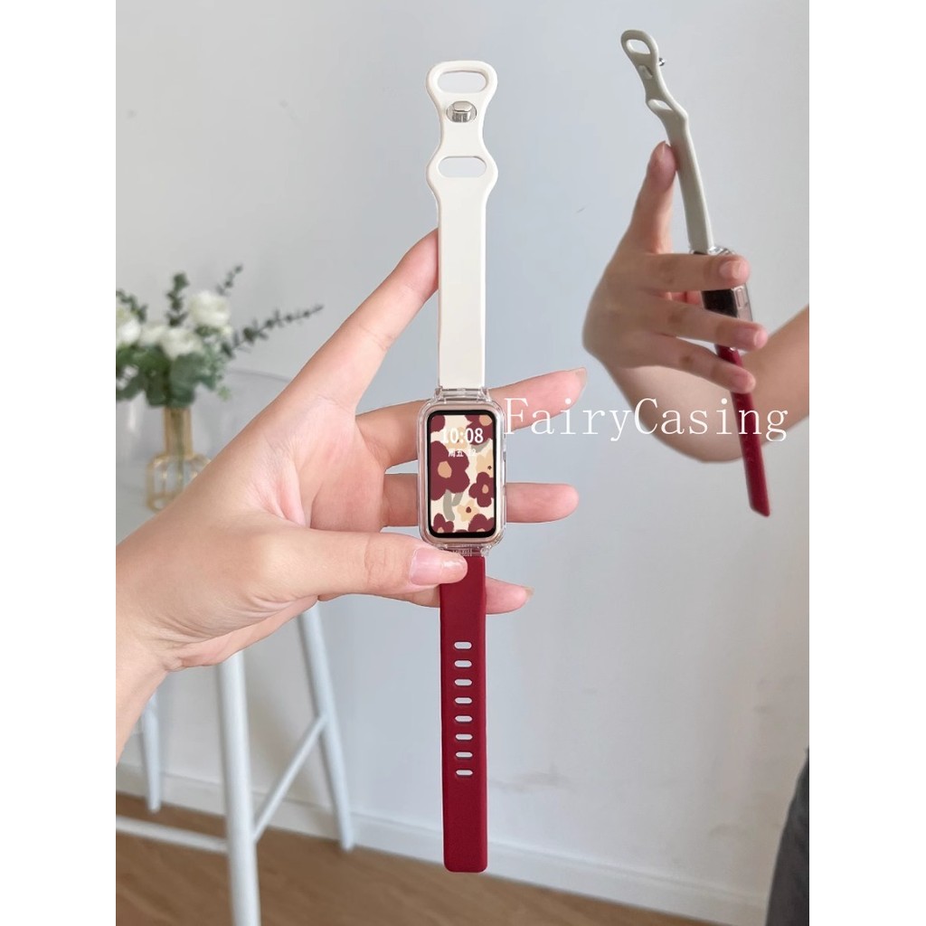 Ốp Lưng Trong Suốt + Dây Đeo Silicon Cho Huawei Band 11 Pro 10 9 8 7 6 Pro Vòng Tay Thay Thế Cho Honor Band 9 Phụ Kiện