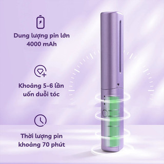 Máy Ép Tóc Mini Không Dây - Duỗi Thẳng & Uốn Xoăn 2in1, Tốc Độ Cao, Sạc Nhanh Tiện Lợi
