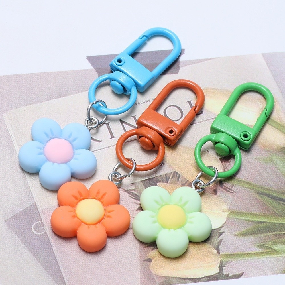 Móc khóa hoa đầy màu sắc GUSTAVA, Phụ kiện hoa quyến rũ Mặt dây chuyền móc khóa bằng nhựa, Phụ kiện móc khóa hoạt hình Kawaii Túi quyến rũ