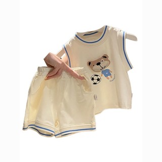 Trẻ Em 2025 Mới Áo Vest / Không Tay + Quần Hai Mảnh Phù Hợp Với Bé Trai / Bé Gái Họa Tiết Hoạt Hình Áo Quần Short Phù Hợp Với Bé Đi Chơi Quần Áo