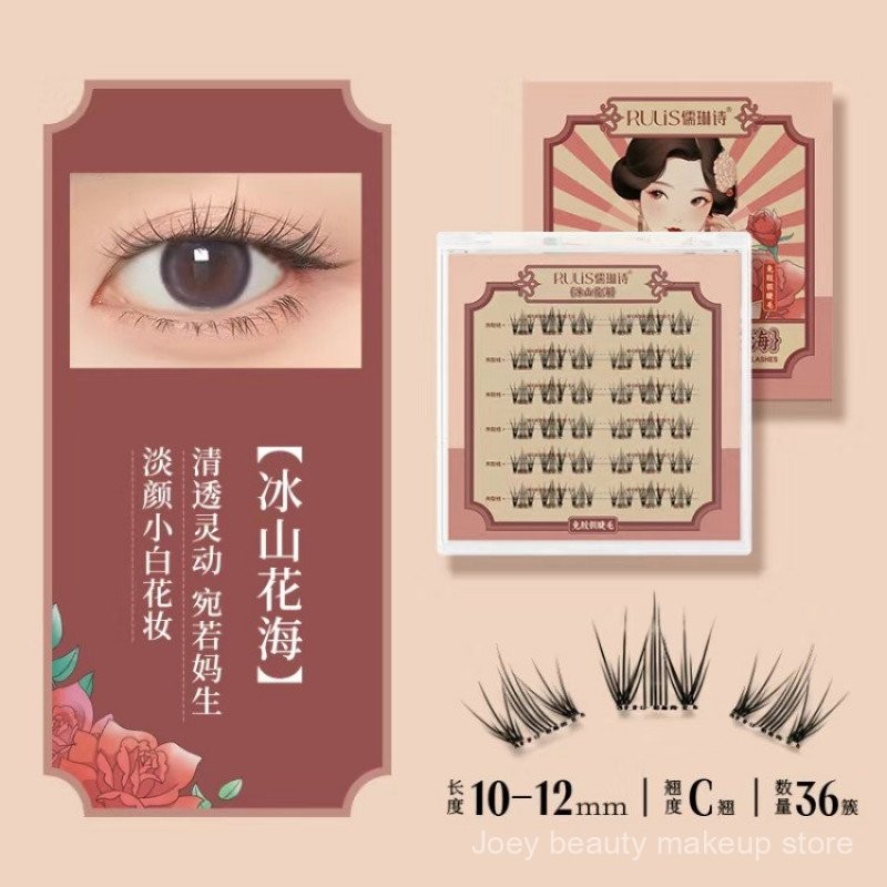 Rulis Lông mi giả không keo Ru Shilin lông mi giả không keo phóng đại tự nhiên của cả hai mắt chụp ảnh tự nhiên siêu mềm Barbie lười biếng tự dính miếng dán lông mi giả