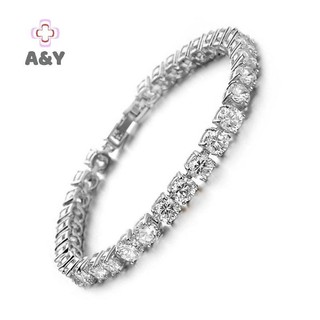 Vòng tay tennis nam phong cách hiphop với hạt zirconia cubic và cristal, phù hợp cho streetwear.