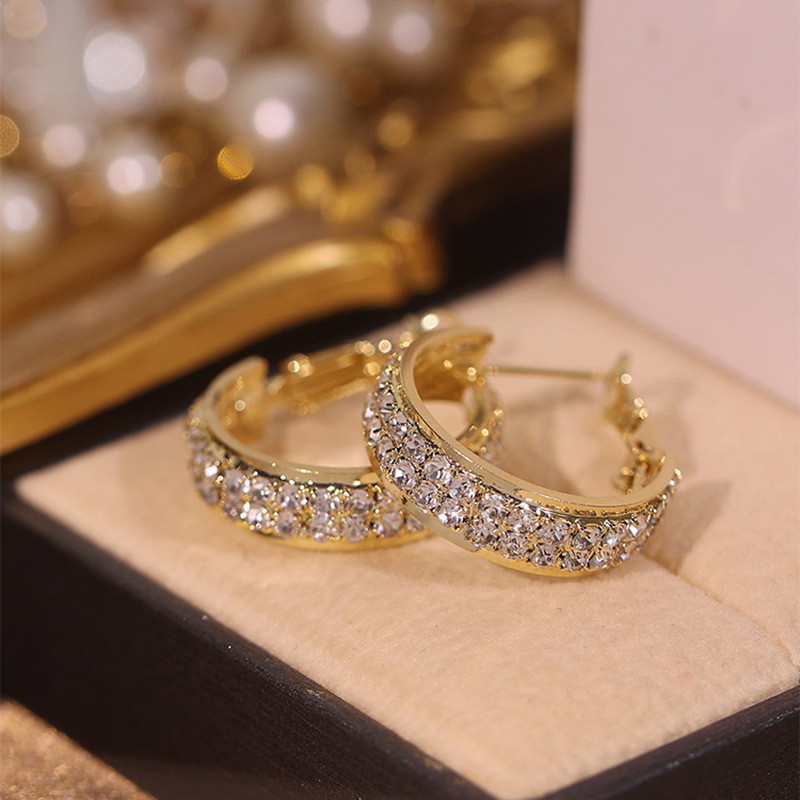 Chunky Vòng Bông Tai Thời Trang Đa Năng Micro Pave Zircon Bông Tai Nữ