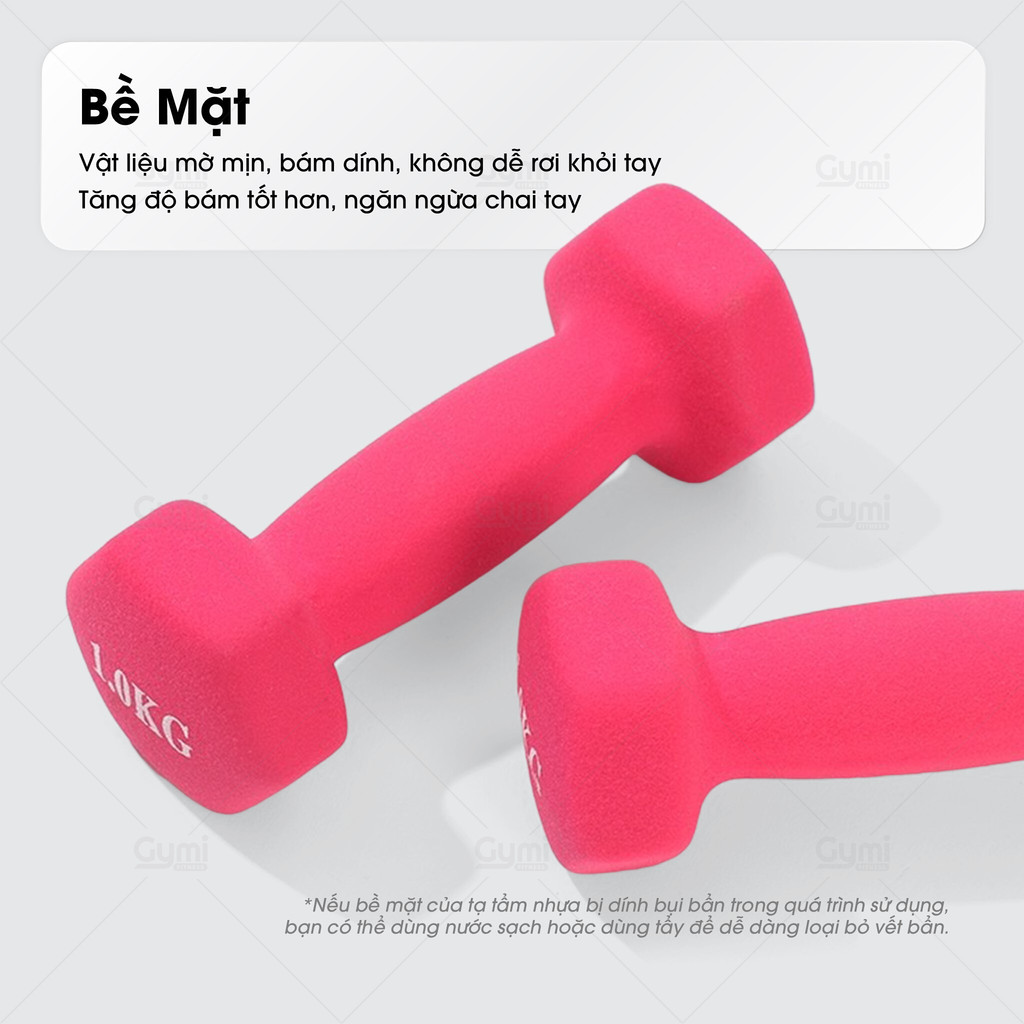 [1 Cái] Tạ Tay Nữ Bọc Cao Su Chống Trượt - Tạ Gang Tập Gym Yoga 1kg, 2kg, 3kg, 5kg - GYMI- DỤNG CỤ TẬP GYM - TaTay