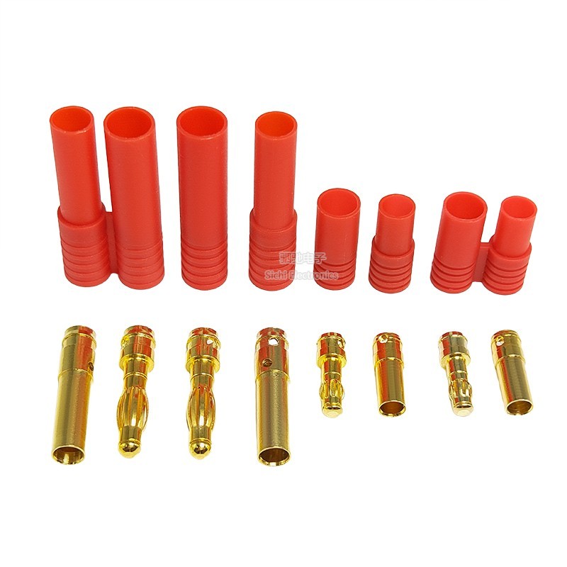 Mô Hình Máy Bay Đèn Lồng Đầu Chuối Động Cơ 3.5MM Pin Điều Hòa Điện Tử Chuyên Dụng Mạ Vàng 4mm Với Vỏ Đỏ Cắm Đồng Nguyên Chất