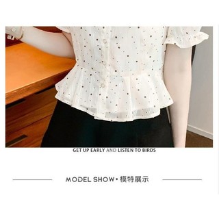 Áo Barong Hiện Đại dành cho Nữ, Style mới 2025 với chất liệu Voan tay ngắn, họa tiết chấm bi, thiết kế flattered