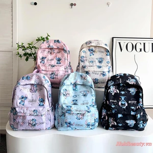 Ba lô in hình Stitch dành cho nữ và bé gái Dung tích lớn Nhiều túi Túi đi học dễ thương