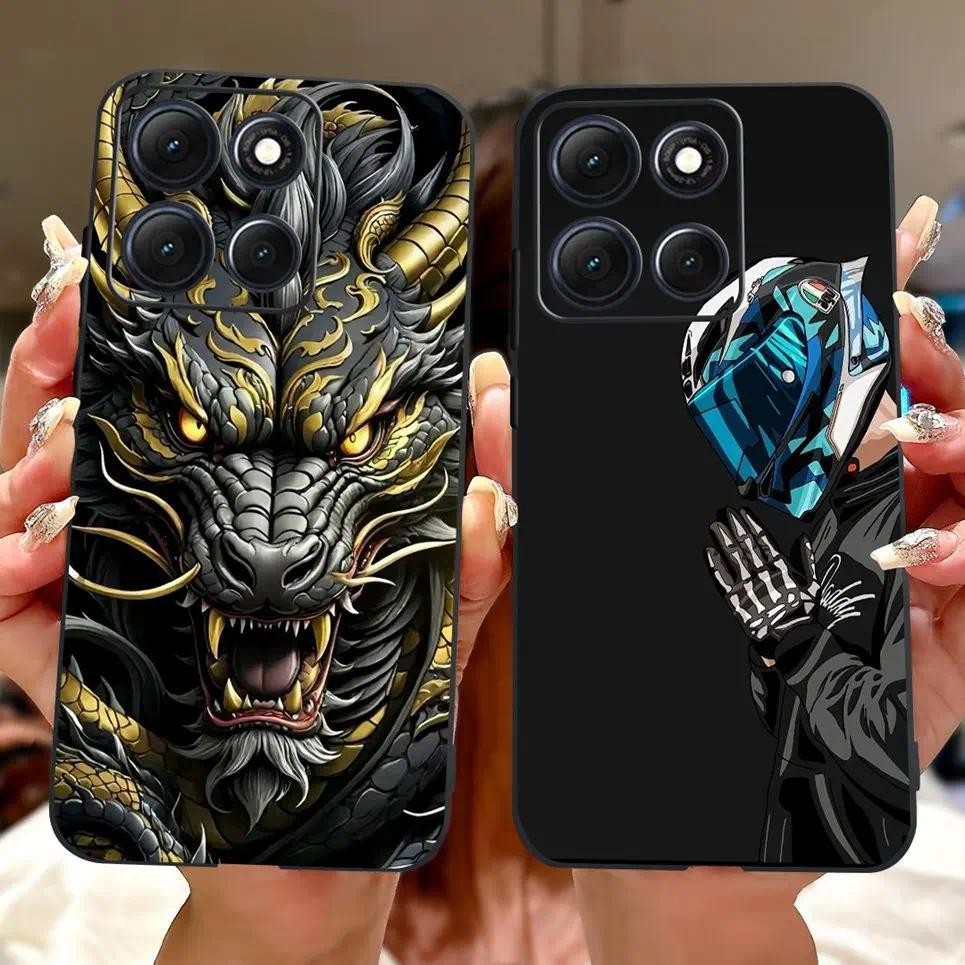 Ốp điện thoại in hình rồng sư tử hổ 2D cho Motorola Moto G86 Power Moto G56 G66j G66y Ốp lưng silicon mềm màu đen